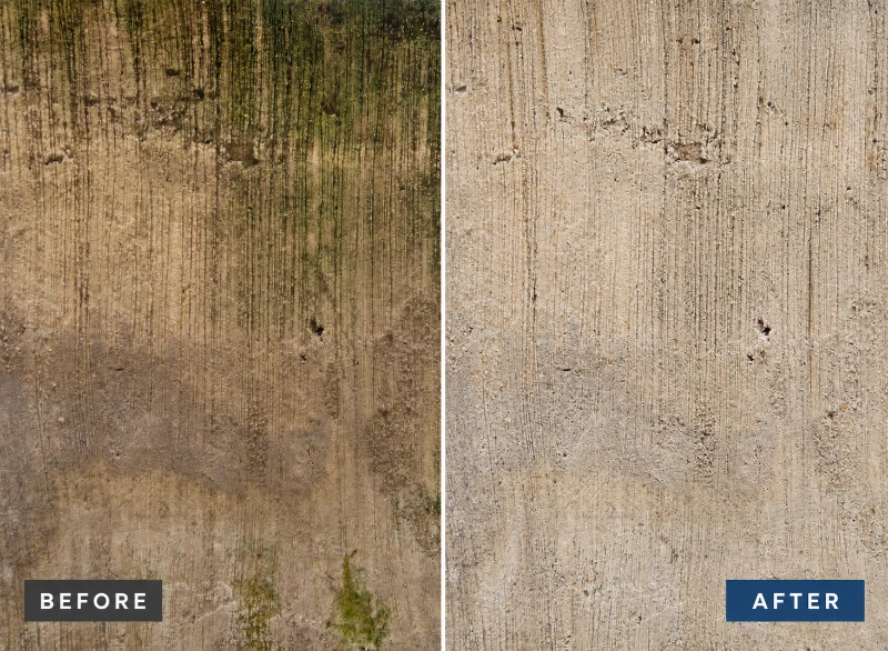 Before and after exterior cleaning result from the Jacksonville project gallery