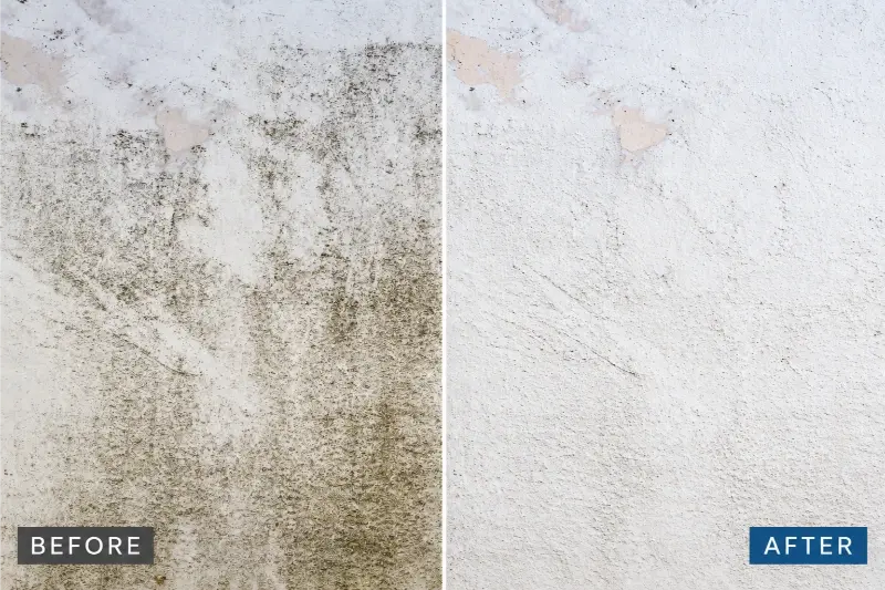 Before and after surface cleaning result